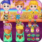 Ice cream shop on the beach icon