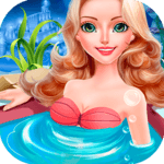 mermaid bathing girls games icon
