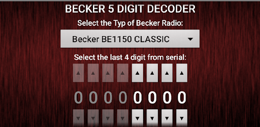Becker 5Digit Radio Code PC screenshot