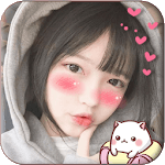 Blush: red cheeks, shy face, kawaii anime stickers icon