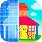 Building Construction Puzzle. Put bricks by plan. icon