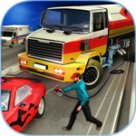 Modern City Gas Station 3D Pickup Truck Refueling icon