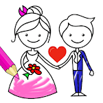 Bride And Groom Wedding Coloring Pages Game icon