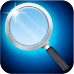 magnifying glass with light icon