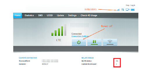 4G wifi Hotspot Airtel Huawei PC screenshot