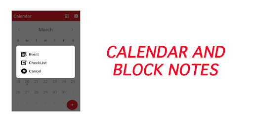 Calendar and block notes PC screenshot