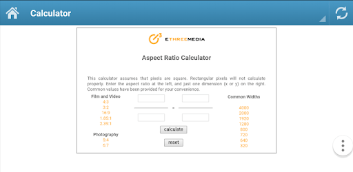 Aspect Ratio Calculator PC screenshot Aspect Ratio Calculator PC screenshot
