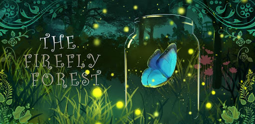 Green glitter firefly forest APUS stylish theme PC screenshot