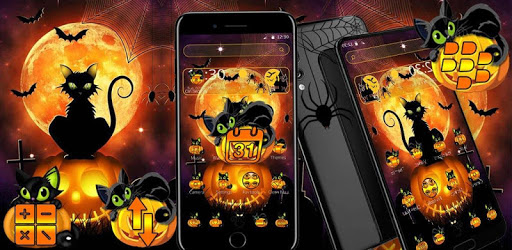 Black Halloween Cat Theme PC screenshot