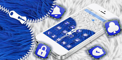 Blue Furry Zipper Theme PC screenshot