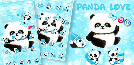 Blue Glitter Lovely Panda Theme PC screenshot