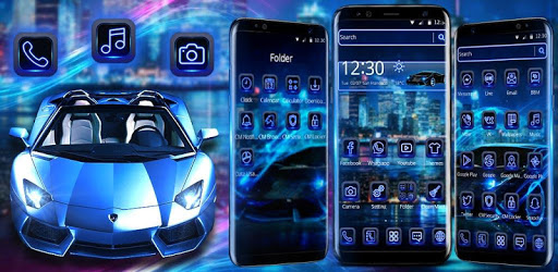 Blue Neon Car Theme PC screenshot Blue Neon Car Theme PC screenshot