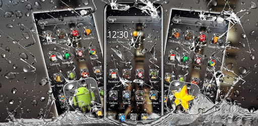 Broken Glass Rain Drop Theme PC screenshot