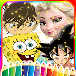 coloring book for any cartoon & princess & manga icon