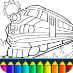Train game: coloring book for kids icon