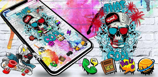 Cool Skull Graffiti Theme PC screenshot