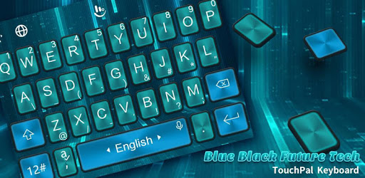 Simple Blue Black Future Tech Keyboard Theme PC screenshot
