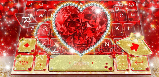 Sparkling Glitter Red Golden Heart Keyboard Theme PC screenshot