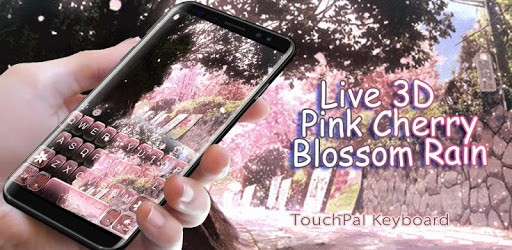 Live 3D Pink Cherry Blossom Rain Keyboard Theme PC screenshot