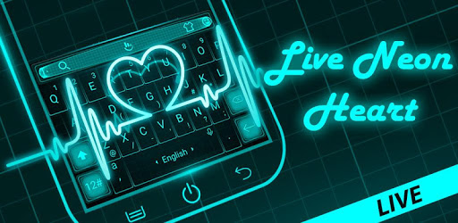 Live Neon Blue Heart Keyboard Theme PC screenshot Live Neon Blue Heart Keyboard Theme PC screenshot