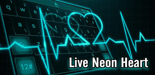 Live 3D Neon Blue Love Heart Keyboard Theme PC screenshot