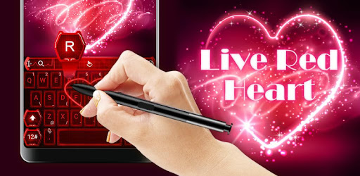 Live Neon Red Heart Keyboard Theme PC screenshot