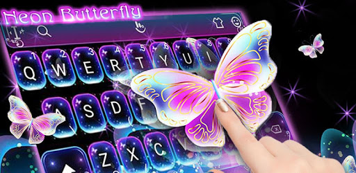 Colorful Glitter Neon Butterfly Keyboard Theme PC screenshot