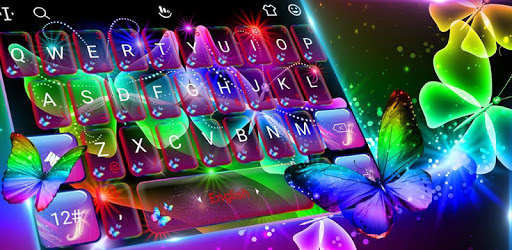 Colorful Neon Butterfly Keyboard Theme PC screenshot