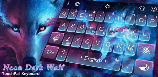 Blue Night Neon Dark Wolf Keyboard Theme PC screenshot