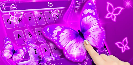 Neon Purple Butterfly Keyboard Theme PC screenshot