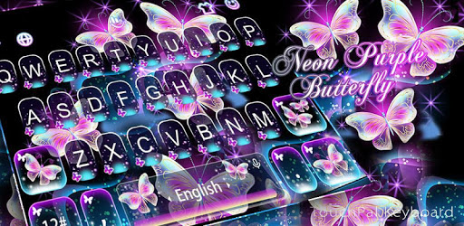 Glitter Neon Purple Butterfly Keyboard Theme PC screenshot Glitter Neon Purple Butterfly Keyboard Theme PC screenshot