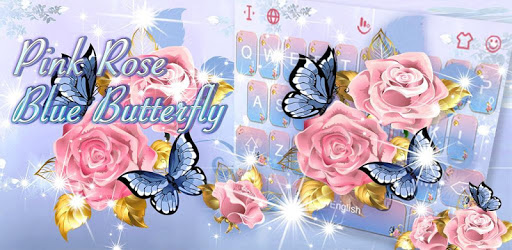 Pink Rose Blue Butterfly Keyboard Theme PC screenshot Pink Rose Blue Butterfly Keyboard Theme PC screenshot