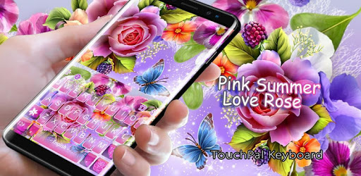 Pink Summer Rose Keyboard Theme PC screenshot