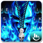 Skull Blue Fire Flaming Zipper Keyboard Theme for PC Skull Blue Fire Flaming Zipper Keyboard Theme for PC