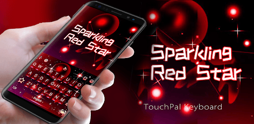 Live 3D Sparkling Red Star Keyboard Theme PC screenshot