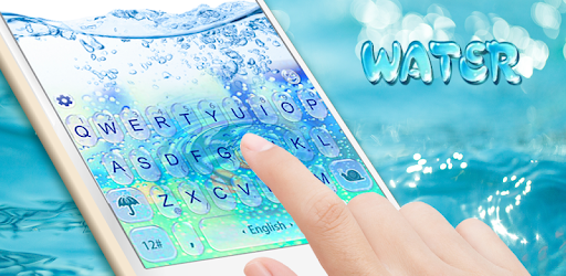 3D Blue Glass Water Keyboard Theme PC screenshot