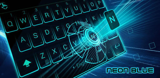 Simple Neon Blue Future Tech Keyboard Theme PC screenshot