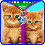 Cats lock screen. Zipper. icon