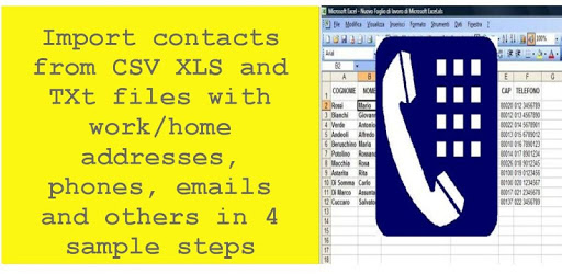 Import contacts  CSV TXT XLS PC screenshot