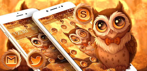 Cute Autumn Owl Theme PC screenshot