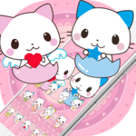Cute Cartoon Cat Love Theme icon