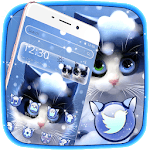 Cute Furry Snow Cat Theme icon