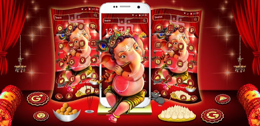 Red Cute Ganpati Bappa Theme PC screenshot