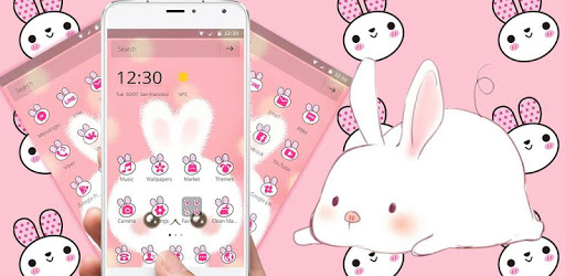 Cute White Rabbit Theme PC screenshot