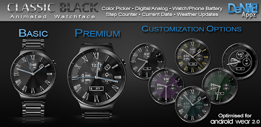 Classic Black HD WatchFace Widget & Live Wallpaper PC screenshot