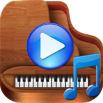 Piano with ocean waves icon