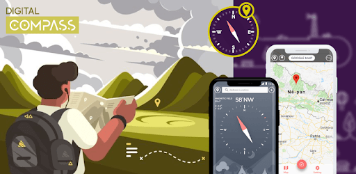 Digital compass - Map compass & Windy map PC screenshot