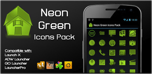 Neon Green Icons Pack - ADW GO PC screenshot