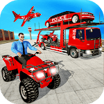 US Police Quad Bike Car Transporter Games icon