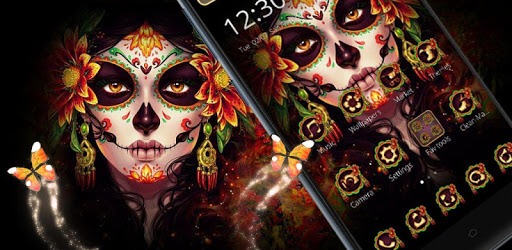 Black Floret Skull Theme PC screenshot